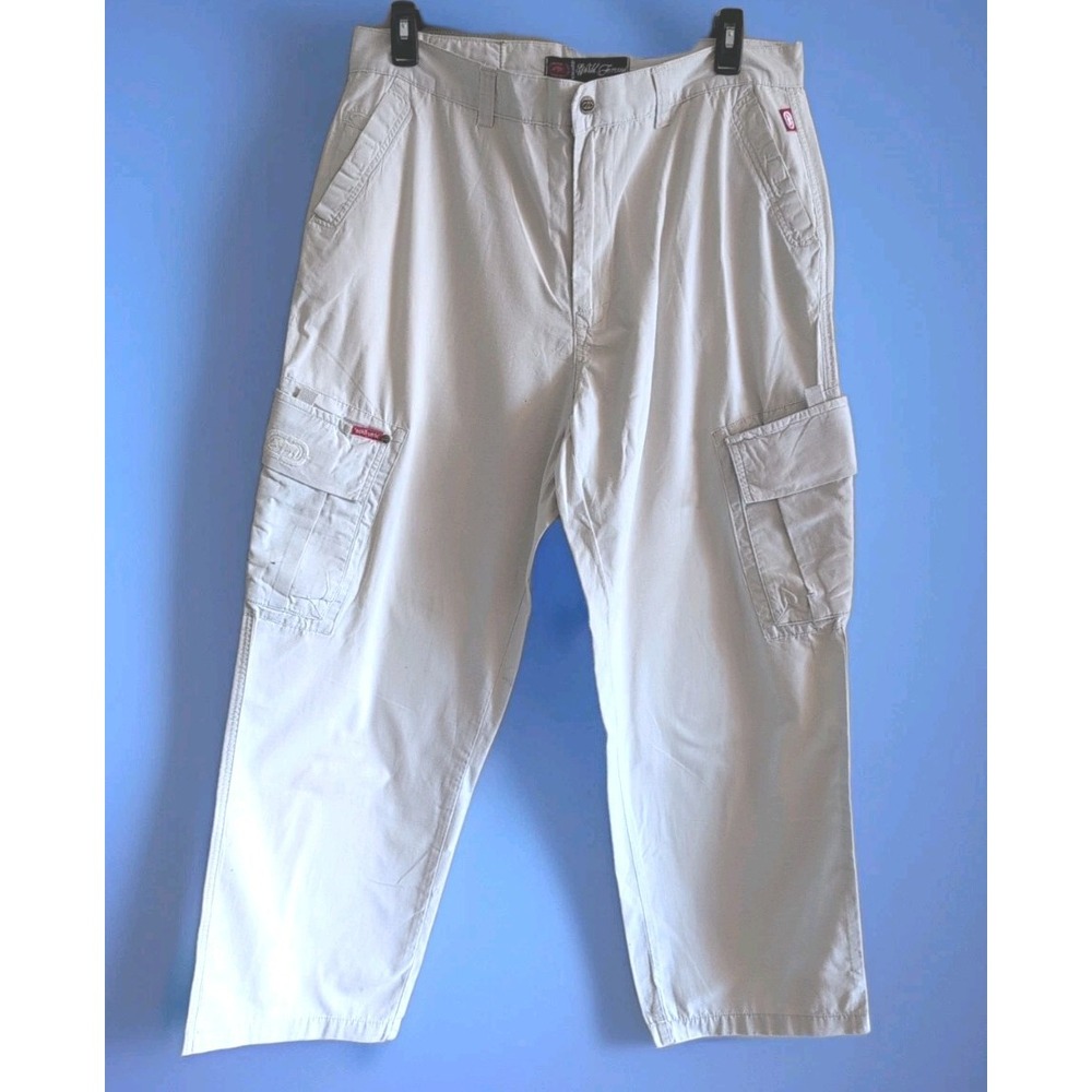 Vtg Ecko Unltd Pants Mens Beige Khaki Cargo Streetwear Skater Style EUC 36 X 30